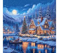 Housse de Coussin Lot de 2, 55x55cm, Taie d'oreiller en Velvet Douce, Cushion Covers Double Face pour Canapé, Bed Pillow Cover, Coussin Decorative Salon, Cadeaux Femmes, Arbre De NoëL Villa, CZ5J-54