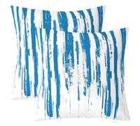 Housse de Coussin Lot de 2 Blue Sky Boho Taie d'oreiller 45x45 Art Abstrait Esthétique Rayé Housse Coussin Adolescents Adultes Encre Graffiti Aquarelle Taie Oreiller Vintage Gradient Ombre Moderne
