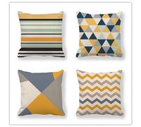 Housse de Coussin Lot de 4 Gris Décoratif Canapé Taie d'oreiller doux d'extérieur Housse de Canapé Géométrique Extérieur Décoration Coussins, pour Chambre, canapé, Chaise, Lit,Jardin 65x65cm HZ-8395