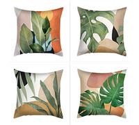Housse De Coussin,Lot De 4 Housses De Coussin De Simplicité Moderne Turtle Leaf Motif De Feuille De Bananier Housses De Coussin Souples 45 X 45 Cm Pour Canapé Bureau Chambre Festival Du Nouvel An