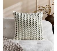 Housse de Coussin Lot de 4 LinRayures Vertes Foncées 45x45 CM Bohème