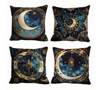 Housse de Coussin Lot de 4 Lune 70x70cm Taie d'oreiller Lavable en Velours Housse Décoratif, Taie d'oreiller décorative Art, Housse Coussin pour Canapé Maison Salon Chambre Décoration Sv15294