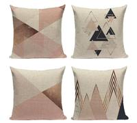Housse de Coussin Lot de 4 Rose clair Décoratif Canapé Taie d'oreiller Lin d'extérieur Housse de Canapé Nordique Extérieur Décoration Coussins, pour Chambre, canapé, Chaise, Lit,Jardin 50x50cm HZ-9265