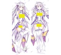 Housse de coussin manga pour Re- Zero Emilia - Anime - Impression numérique double face - Housse de coussin de positionnement latéral - Bedding