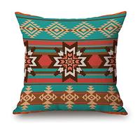 Housse de coussin mexicaine, motif aztèque, abstrait et vintage, lignes floues, pour canapé, 45,7 x 45,7 cm