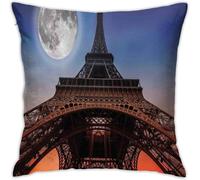 Housse De Coussin Moderne Pleine Lune, Ciel Nocturne, Crépuscule, Style Numérique, Drapeau Français, Tour Eiffel, Art Numérique, Décoration D'intérieur, 45,7 X 45,7 Cm