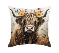 Housse de Coussin Motif Vache Highland pour canapé, Housse de Coussin créative avec imprimé Animal, décoration Aquarelle pour la Maison, Le Salon, Le canapé, la décoration d'intérieur