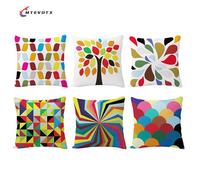 Housse de Coussin - MTEVOTX - 45 x 45 cm - Coton Lin - Géométrique - Lot de 6