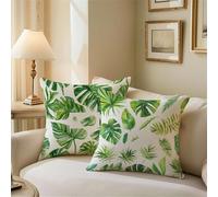 Housse de Coussin Nature Coussin Exterieur Impermeable Vert Taie Oreiller 80x80, Lot de 2 Coussins Canapé Coussins Exterieures pour Decoration Salon, Decoration Maison Cadeau Fete des Meres Z1-221