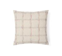 Housse de coussin Nety beige avec broderie à carreaux multicolores 45 x 45 cm