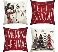 Housse de Coussin Noel 45x45 Lot de 4 Housse Coussin Noël Lin Décoratif Taie d'oreiller pour Decoration Noel Canapé Salon Chambre Chaise Lit Jardin Bureau Nël Decoration Intérieur B
