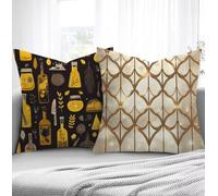 Housse de Coussin Noir Housse Coussin Exterieur Nourriture, Taie d'oreiller 45x45cm Protege Oreiller Lot de 2 Tissu Velours Doux Lavable avec Fermeture éclair Invisible Pour Chambre Décoration R1-113