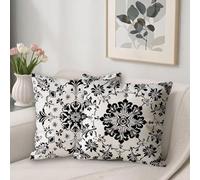 Housse de Coussin Noir Nationalité Taie Oreiller 80x80 Double Face Lin Decoratif Coussin Canape Lot de 2 Imperméable Taie Oreiller pour Chambre Maison Jardin Exterieur Decoration P-326
