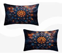 Housse de Coussin Noir Taie D'Oreiller 40 x 90cm Lot de 2, Taie Oreiller Mandala Coussin Rectangulaire Double Face Impermeable Design avec Fermeture Éclair Invisible pour Decoration Maison -zjn26020A