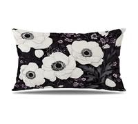 Housse de Coussin Noir Taie d'oreiller 60x90 cm Lot de 1 en Velours Coussin Decoratif Impression Double Face avec Fermeture éclair Invisible Taie Oreiller, Decoration Maison Salon, Fleur T9-217