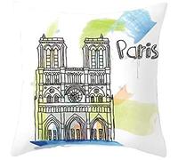 Housse de coussin Notre Dame de Paris Tour Paysage Taie d'oreiller (sans l'oreiller) 45 cm x 45 cm