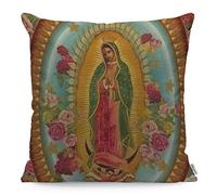 Housse de coussin Notre Dame Guadalupe mexicaine Sainte Vierge Marie - Taie d'oreiller en lin doux pour décoration de chambre/salon/Sof 45 cm x 45 cm