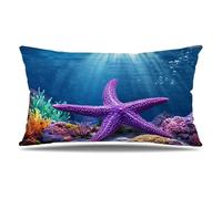 Housse de Coussin Océan Taie d'oreiller 60x90 cm Lot de 1 en Velours Coussin Decoratif Impression Double Face avec Fermeture éclair Invisible Taie Oreiller, Decoration Maison Salon, Violet T9-177