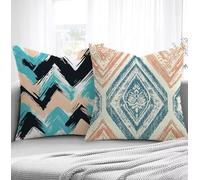 Housse de Coussin Ondulation Housse Coussin Exterieur Printemps, Taie d'oreiller 60x60cm Protege Oreiller Lot de 2 Tissu Doux Lavable avec Fermeture éclair Invisible Pour Chambre Décoration R1-731