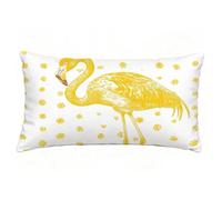 Housse de Coussin Or Taie d'oreiller 60x90 cm Lot de 1 en Lin Coussin Decoratif Impression Double Face avec Fermeture éclair Invisible Taie Oreiller Rectangulaire, Decoration Automne, Flamant T9-377