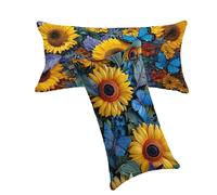 Housse de Coussin Orange BrûLé Taie Oreiller 70x90cm Fleurs Coussin Exterieur Impermeable Velours Housse de Coussin Lot de 2, Fermeture éclair Invisible Lavable pour Jardin Balcon Décoration C0C19