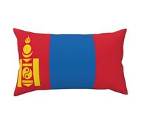 Housse de coussin pelucheuse imprimée drapeau mongol - Taie d'oreiller en peluche douce avec fermeture éclair dissimulée - 91 x 50 cm - Cadeau pour femme et homme