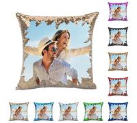 Housse de Coussin Photo Magique à Paillettes,Personnalisation Image, Mots, Animaux, Taie d'oreiller Scintillante DIY,Offrez Un Cadeau Unique,enveloppe d'oreiller personnalisée à Effet réversible