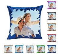Housse de Coussin Photo Magique à Paillettes,Personnalisation Image, Mots, Animaux, Taie d'oreiller Scintillante DIY,Offrez Un Cadeau Unique,enveloppe d'oreiller personnalisée à Effet réversible
