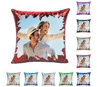 Housse de Coussin Photo Magique à Paillettes,Personnalisation Image, Mots, Animaux, Taie d'oreiller Scintillante DIY,Offrez Un Cadeau Unique,enveloppe d'oreiller personnalisée à Effet réversible