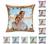 Housse de Coussin Photo Magique à Paillettes,Personnalisation Image, Mots, Animaux, Taie d'oreiller Scintillante DIY,Offrez Un Cadeau Unique,enveloppe d'oreiller personnalisée à Effet réversible