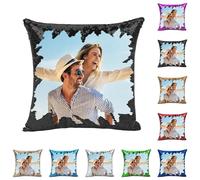 Housse de Coussin Photo Magique à Paillettes,Personnalisation Image, Mots, Animaux, Taie d'oreiller Scintillante DIY,Offrez Un Cadeau Unique,enveloppe d'oreiller personnalisée à Effet réversible