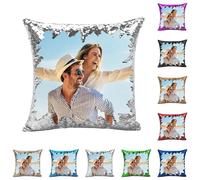 Housse de Coussin Photo Magique à Paillettes,Personnalisation Image, Mots, Animaux, Taie d'oreiller Scintillante DIY,Offrez Un Cadeau Unique,enveloppe d'oreiller personnalisée à Effet réversible