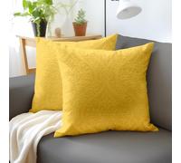 Housse De Coussin pour Canapé 50x50 cm Jaune Citron en Velours Gaufré de Encasa XO Housses de Coussin Douces et Chambres Élégants, Lavables en Machine | Lot de 2 | Uniquement des Housses