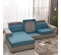 Housse de Coussin pour canapé,Protecteur de Coussin de siège 1/2/3/4 Places,Housses de Coussin de canapé Extensibles,Coussin de canapé Anti-dérapant Premium Extensible Protect-Bleu_Grand 4 pla