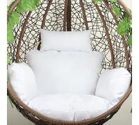 Housse de Coussin pour Chaise œuf avec Oreiller, Coussin épais pour balancelle Suspendue, Amovible et Lavable pour terrasse extérieure (Blanc)