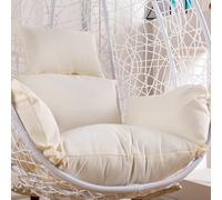 Housse de Coussin pour Chaise œuf avec Oreiller, Coussin épais pour balancelle Suspendue, Amovible et Lavable pour terrasse extérieure (Beige)