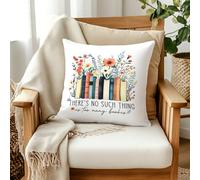 Housse de coussin pour livre de lecture, 45,7 x 45,7 cm, cadeau bibliographique, décoration de coin de salle de classe, il n'y a rien de tel que trop de livres, housses de coussin florales pour club