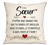 Housse de Coussin pour Sœur - Cadeau d'Anniversaire: J'espère Que Chaque Fois Que tu Serres ce Coussin, il Te Rappelle Combien Je t'aime