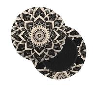 Housse de coussin pour tabouret rond imprimé bohème noir, doux et lavable, 30-35 cm
