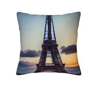 Housse de coussin pratique avec imprimé Tour Eiffel - Doux pour la peau - Décoration d'intérieur universelle