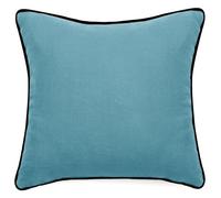 Housse de coussin PRELUDE 45x45 cm lin et coton lavé bleu Topaze