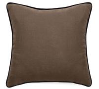 Housse de coussin PRELUDE 80x80 cm lin et coton lavé marron Tabac