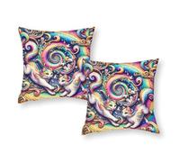 Housse de Coussin Rainbow Cats Fantasy Art - Taille Queen (40 x 40 cm) avec Fermeture enveloppe