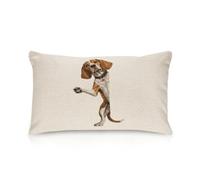 Housse de coussin rectangulaire avec motif chien beagle qui regarde autour du coin - Pour chambre à coucher, salon, cuisine, bureau, décoration d'intérieur, cadeau de pendaison de crémaillère - 40,6 x