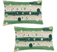 Housse de Coussin Rectangulaire Bande 40x70cm, Lot de 2 en Lin, Decoratif Canapé Taie d'oreiller Vert, Extérieur étanche Décorationtérieur Housse de Coussin, pour Canapé, Salon, Extérieur YF-1966