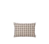 Housse de coussin rectangulaire Lattice , Blanc cassé/ Noir
