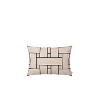 Housse de coussin rectangulaire Lattice Offset, Blanc cassé/ Noir