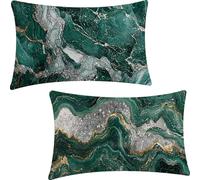 Housse de Coussin Rectangulaire Motif Marbré 40x80cm, Lot de 2 en Lin, Canapé Taie d'oreiller Bleu, Extérieur étanche Décorationtérieur Housse de Coussin, pour Canapé, Salon, Extérieur YF-1957