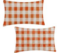 Housse de Coussin Rectangulaire Plaid 60x80cm, Lot de 2 en Lin, Canapé Taie d'oreiller Couleur Orange, Extérieur étanche Décorationtérieur Housse de Coussin, pour Canapé, Salon, Extérieur YF-2300