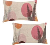 Housse de Coussin Rectangulaire Simple 40x70cm, Lot de 2 en Lin, Decoratif Canapé Taie d'oreiller Rose, Extérieur étanche Décorationtérieur Housse de Coussin, pour Canapé, Salon, Extérieur YF-1527